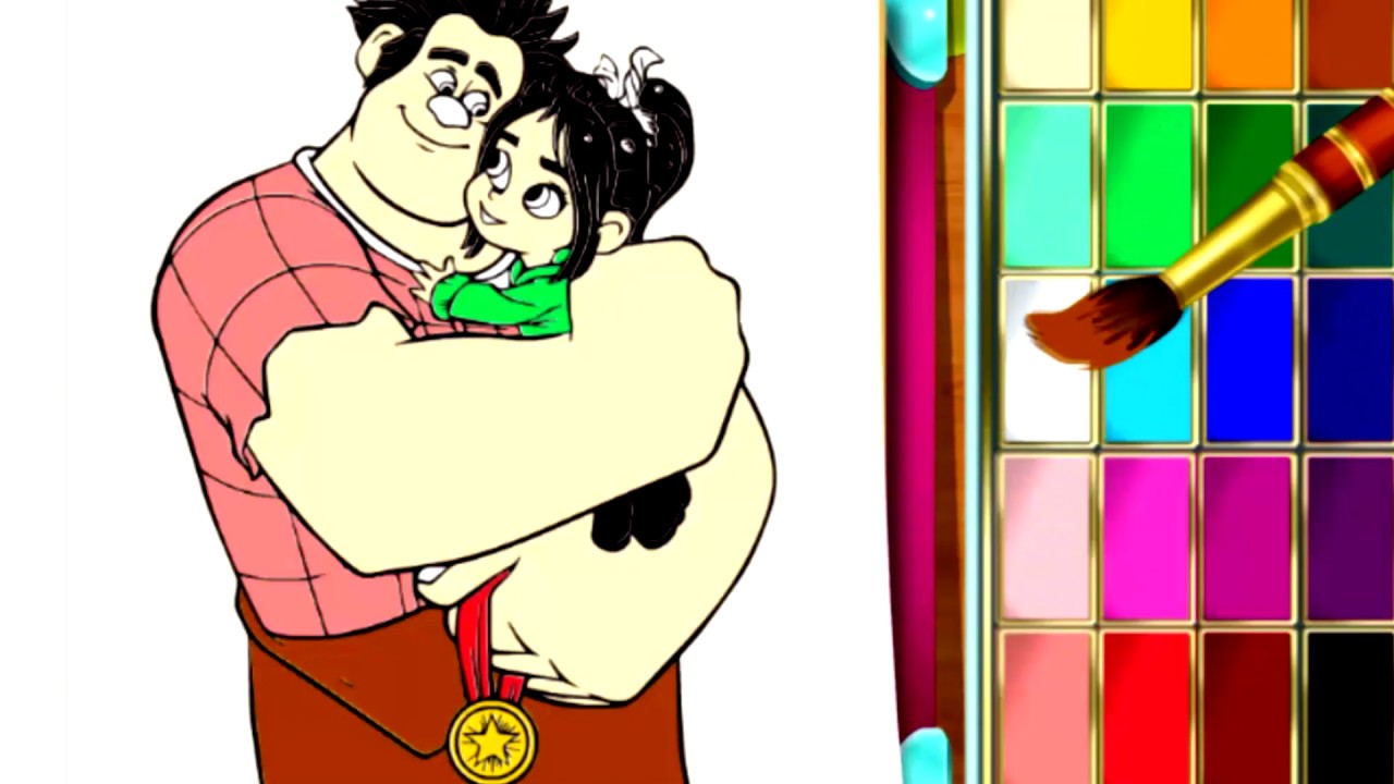 Coloring book Pages Wrek it Ralph and Vanellope princess Videos for kids