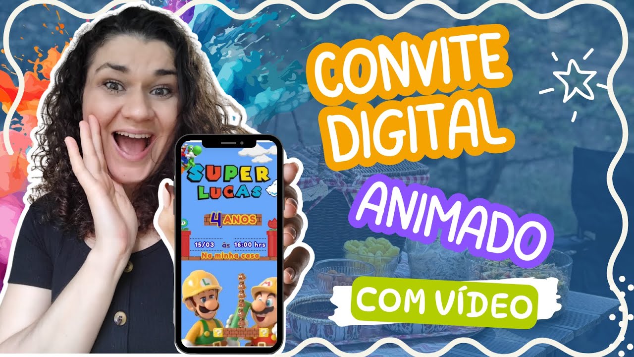 Como fazer CONVITE DIGITAL ANIMADO COM VÍDEO no Canva GRÁTIS |  Tutorial Completo | Super Mário Bros