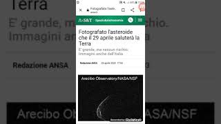 ANSA : L'ASTEROIDE DEL PROSSIMO 29 APRILE