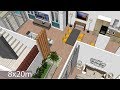 Interior Design Home Plan 8x20m Walk Through with Full Plan 4Beds