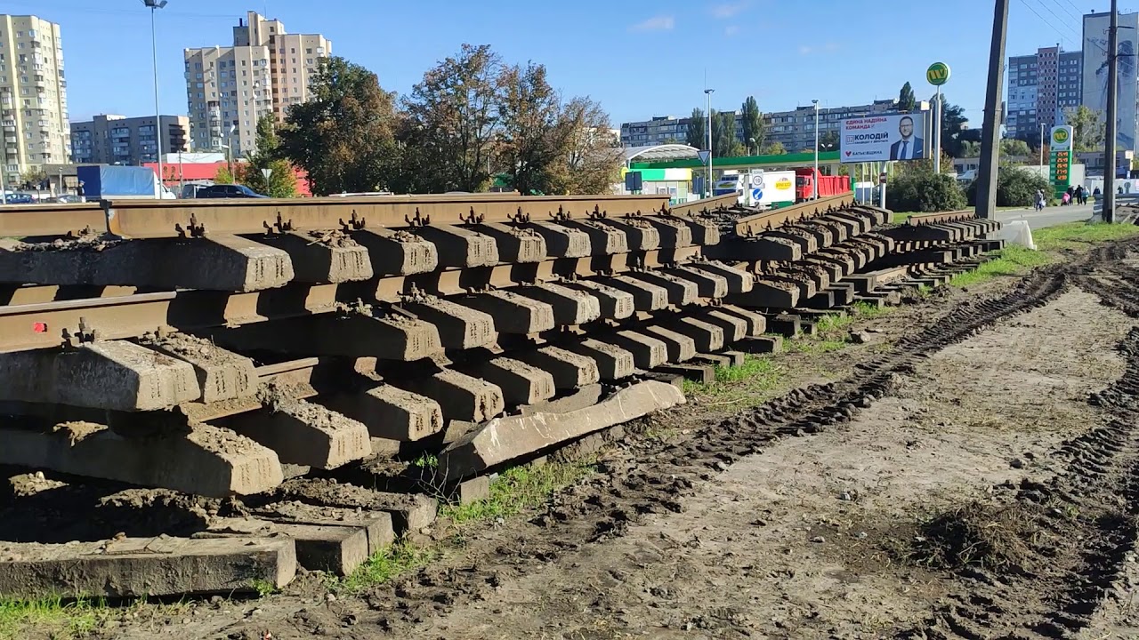 Ремонт трамвайной полосы, Киев, бульвар Кольцова, южная (михайловская ...