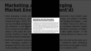 Marketing in Emerging Markets