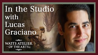 In the Studio with Lucas Graciano
Join us In the Studio of award-winning illustrator and Watts Atelier instructor Lucas Graciano.
Our new In the Studio series focuses on visiting artists in their workplace, giving our students a chance to see what goes on behind the scenes, and learn what inspires our instructors and aids in their creative process.
Watts Atelier of the Arts is located in the quiet beach town of Encinitas, CA, 30 miles north of San Diego. The Atelier was founded by Jeffrey R. Watts in 1992 as an intimate studio environment. It is now operated by Mr. Watts, his wife and partner Krista, and a core of teachers predominately trained at the atelier. Watts Atelier has been modeled after the studio atelier of 19th century Europe. We at Watts Atelier believe the building a strong foundation of skills is the most important endeavor for any student.
With over 23 years experience teaching thousands of students at the Watts Atelier, Jeff Watts has prepared an unprecedented online program based on the traditions of the masters. Just like at the Atelier, students are strongly encouraged to build their skills in Drawing first, and then branch out into painting and Master classes.
Online memberships start at $99 per month and include pass/fail critiques. Visit www.WattsAtelier.com to learn more about Watts Atelier and Watts Atelier Online. Free Trial of Watts Atelier Online:
https://www.wattsatelier.com/shop/free-trial/ In the Studio with Lucas Graciano