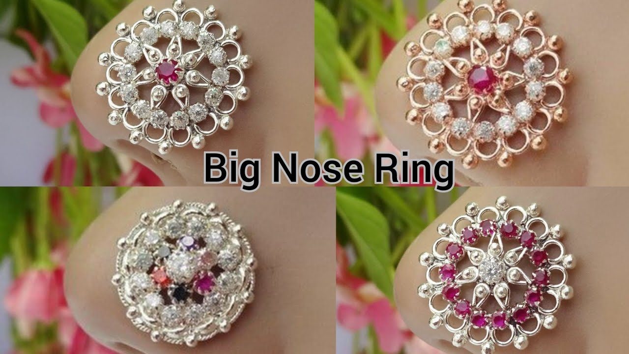 Amazon.com: Ruby CZ Stones Nose Ring Big Nose Stud Indian Nose Ring 20g 18g  Nose Screw Unique Nose Jewelry : Handmade Products
