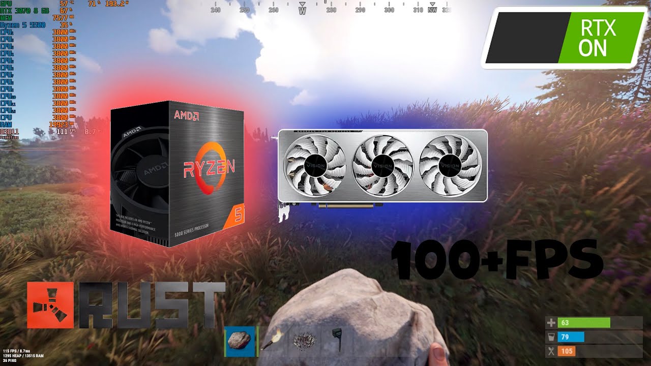 RUST : RTX 3070 8GB + Ryzen 5 5500 : Ultra Settings I RTX ON - YouTube