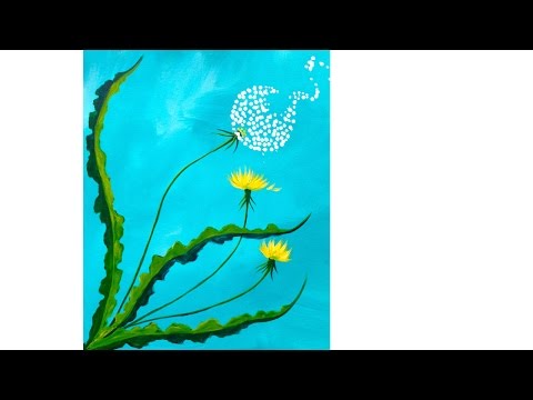 Beginner How to paint  Dandelion Acrylic  Spring Floral Tutorial