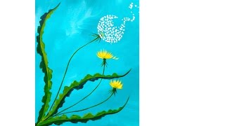 acrylic painting tutorial beginner dandelion paint floral paintings spring tutorials beginners easy canvas simple flower acrylics theartsherpa sherpa lessons