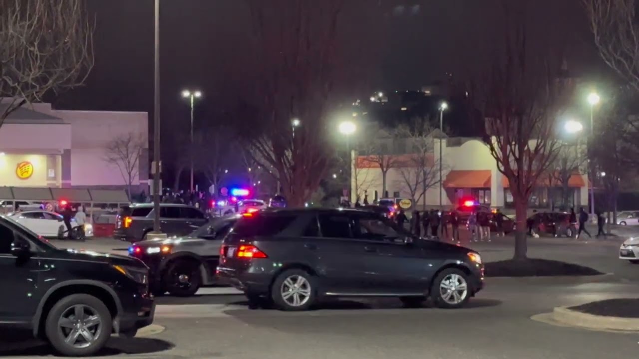 Large teen gathering at Largo Town Center in Prince George’s County, Maryland on Saturday night