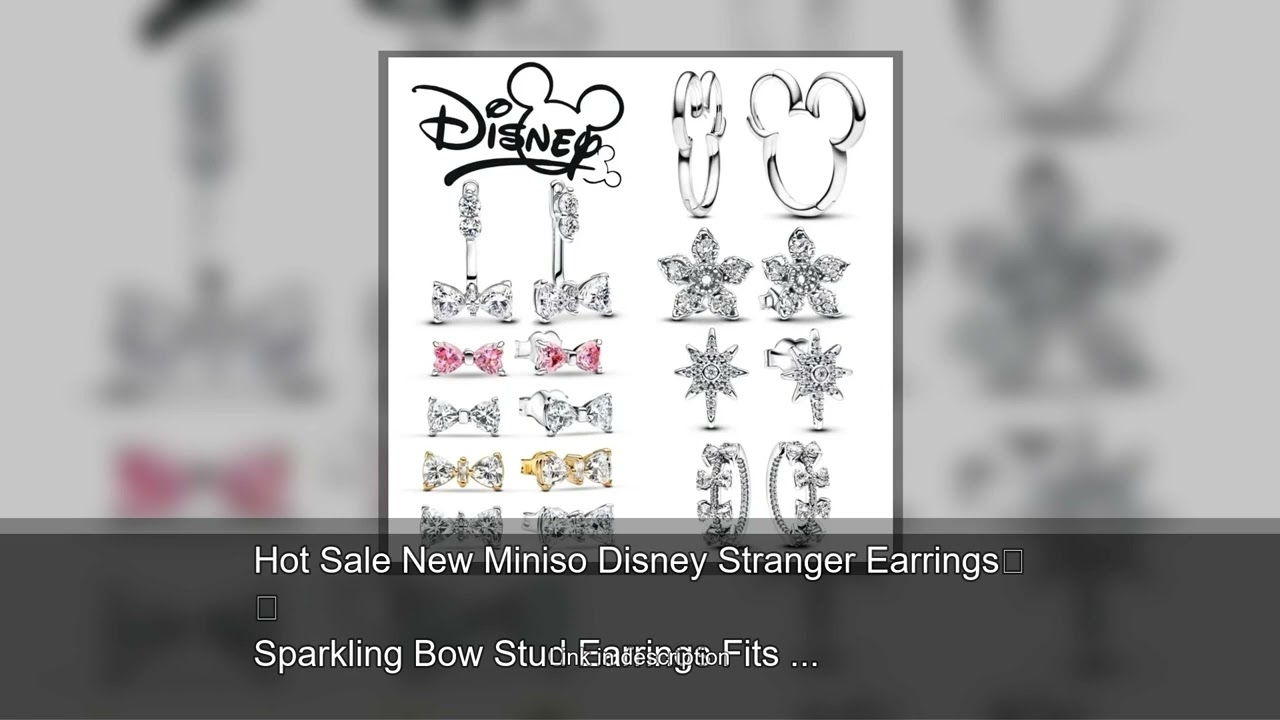 Hot Sale New Miniso Disney Stranger Earrings Sparkling Bow Stud Earrings Fits The Original Earr