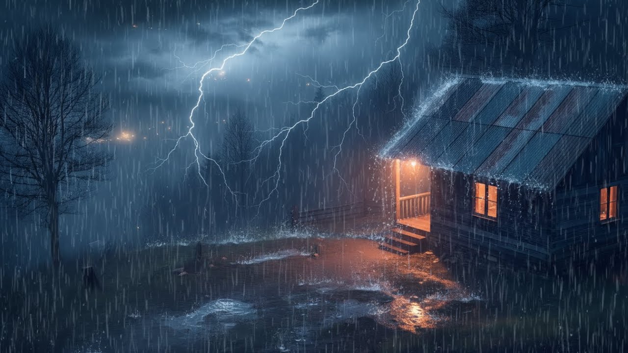 Heavy Rain and Thunder Sounds for Sleeping | Powerful Night Thunderstorm with Deep Rain Echoes