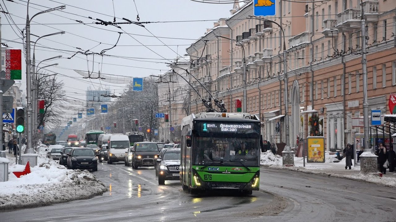 Поездка на троллейбусе МАЗ 303т20 по маршруту 1 улица Оранжерейная-Вокзал