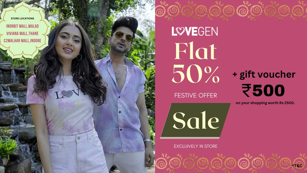 Festive joy is here! Get Flat 50% off at lovegen store + get a Gift voucher on shopping worth 2500/-