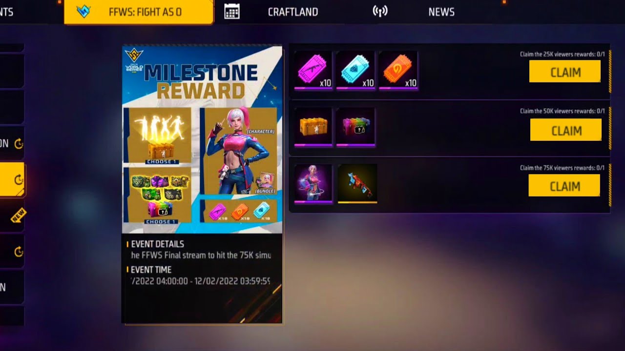 Milestone Rewards | FFWS Final | Free Gun Skin |Free Bundle's Free Fire ✊🔥