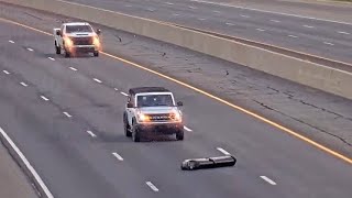 Arkansas Distracted Jeep Driver Runs Over Road Debris