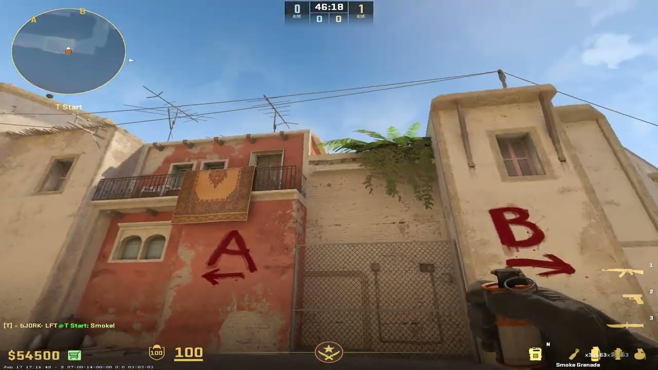 Consistent Mirage Window smoke from spawn
