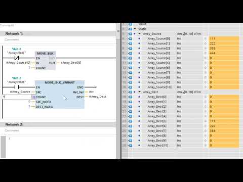 TIA Portal MOVE_BLK MOVE_BLK_VARIANT example  Comparison