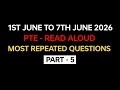 PTE Read Aloud (Part-5) June 2026 - Exam Prediction | Read Aloud PTE 2026 #pte