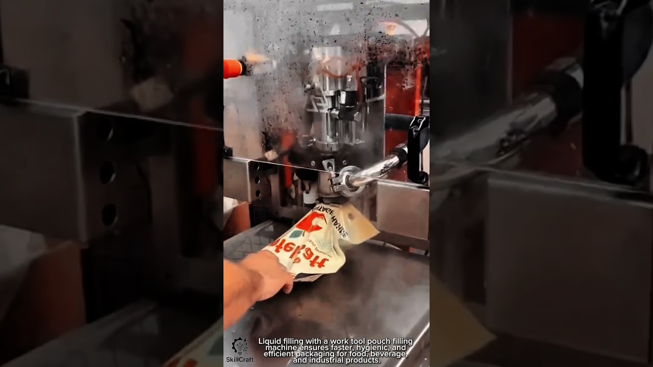 Work tool pouch filling machine for industrial packaging