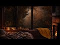 🍁🌧Cozy Autumn bedroom ASMR Ambience {with rain and fireplace}