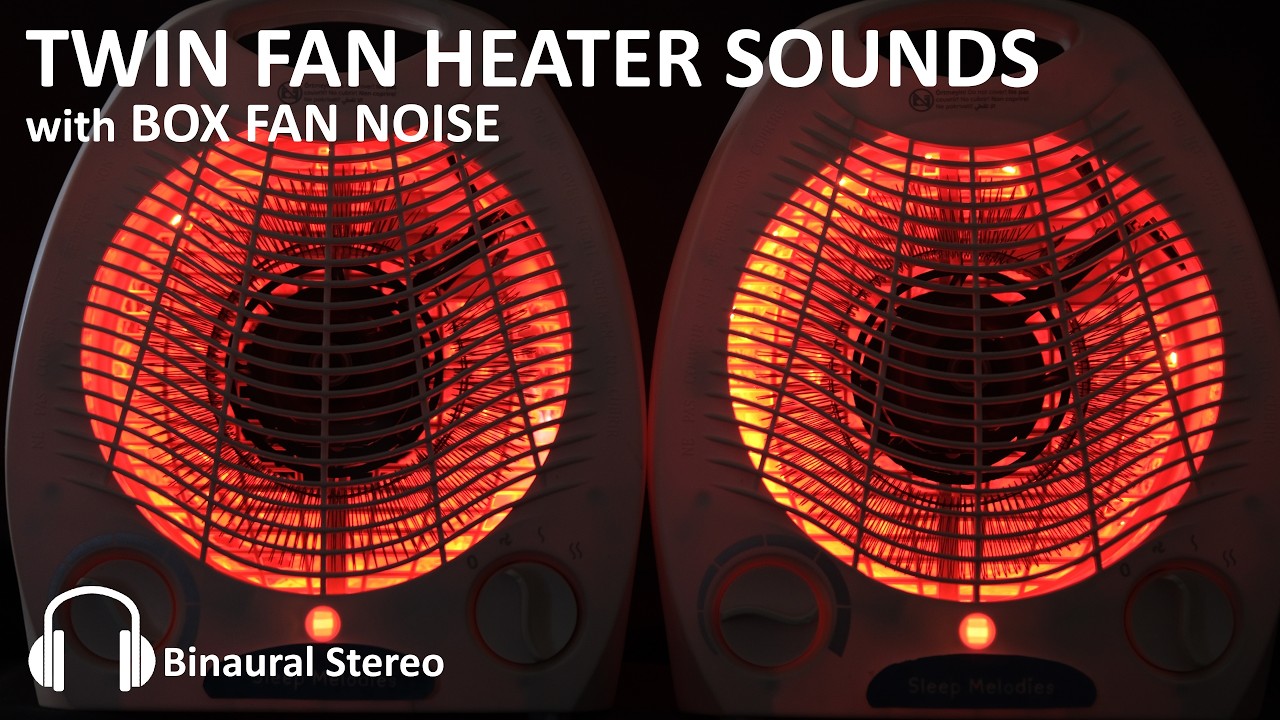 FALL ASLEEP FAST 😴 Twin Fan Heater Sounds with Box Fan Noise | Binaural Stereo 🎧