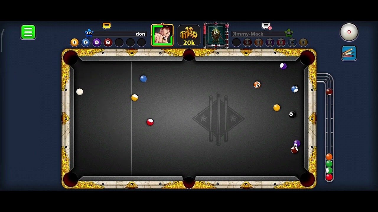 don vs Jimmy-Mack 8 ball pool game play! 20k coins win.🙄🤔🤭