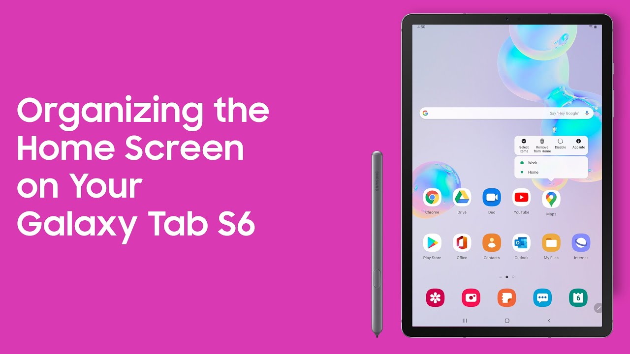 Organizing The Home Screen On Your Galaxy Tab S6 YouTube