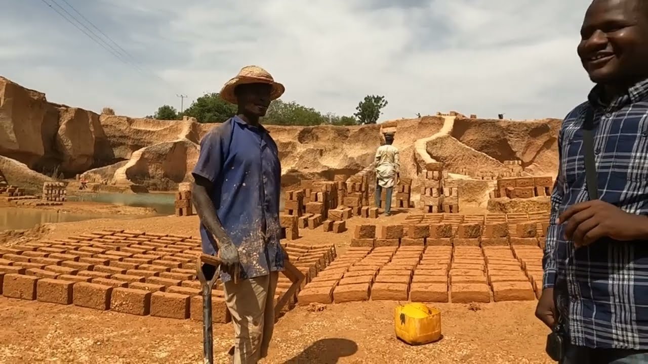 Local Brick Making Site Manual Clay Brick Factory in Kano State