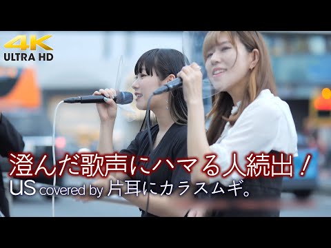 【 感動の歌声 】澄んだ歌声にハマる人続出！　us / Milet（cover）" 片耳にカラスムギ。" 新宿路上ライブ 4K映像