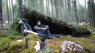 SOLO Winter Camping in a Primitive Shelter