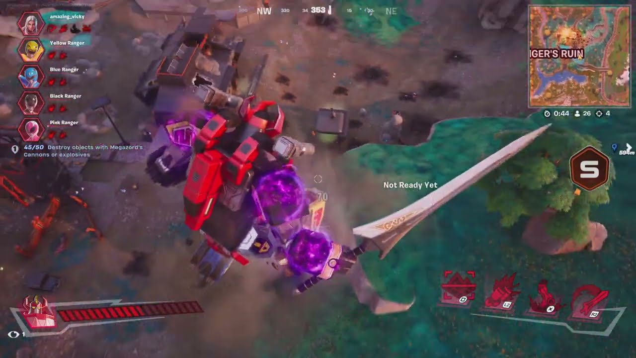 Destroy objects with Megazord's Cannons or explosives Fortnite 