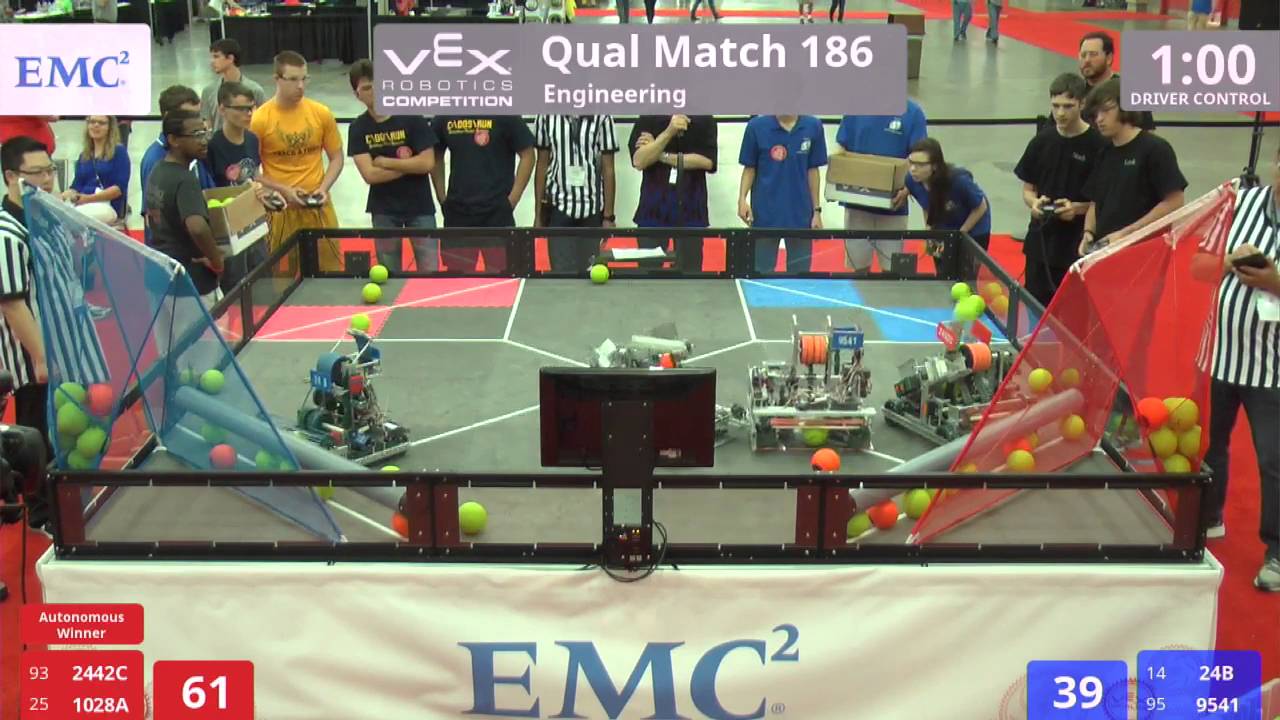 VEX Worlds 2016 - VRC High School - Engineering - Qual 186 (2442C 1028A) 198 vs 47 (24B 9541)