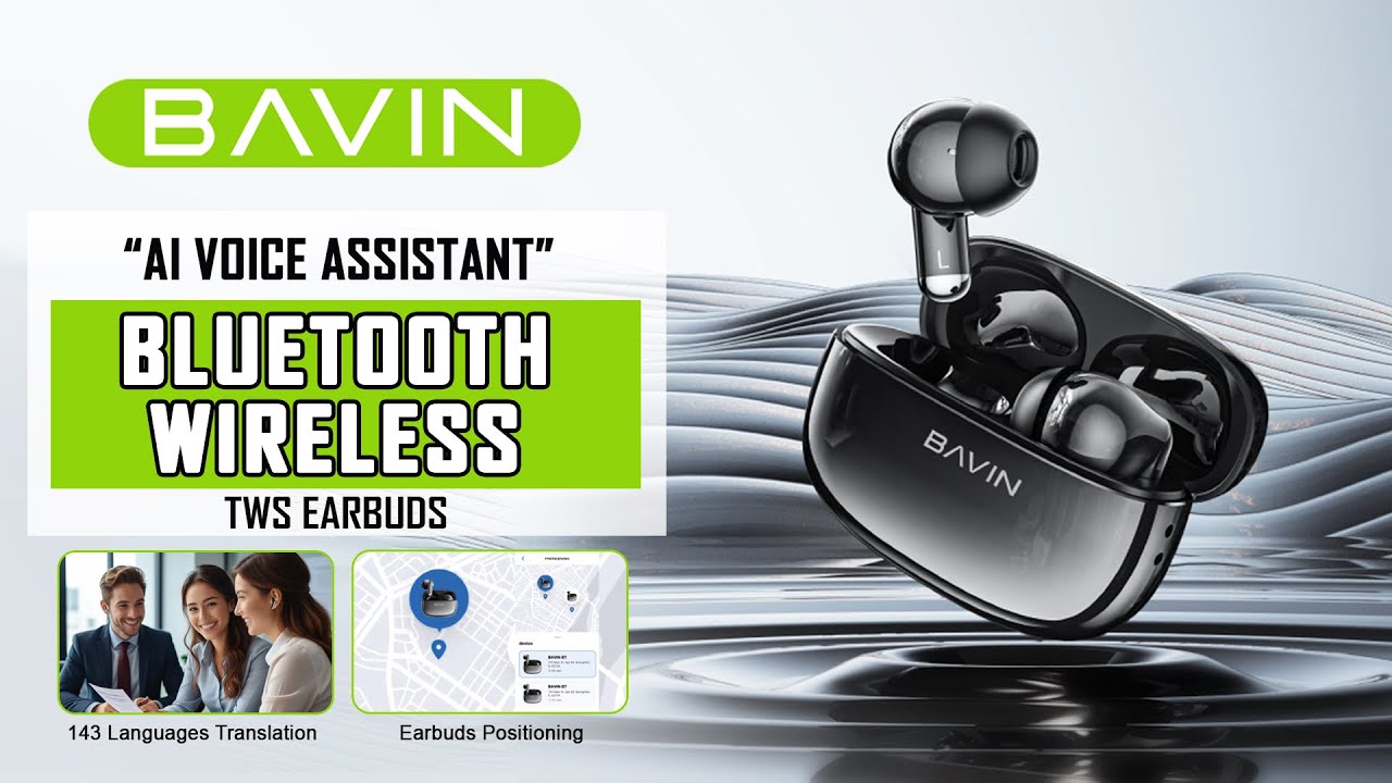 BAVIN BA97 TWS Bluetooth Earbuds w/ AI Voice Assistant & Noise Cancelling Compatible for Smartphones