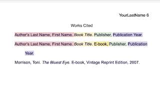 Works Cited entry for a Book, MLA 9th edition