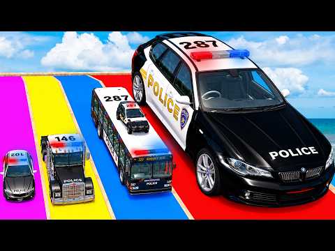 Giant & Small Car vs Portal Trap with Slide Colors – Cars vs Trains – BeamNG.Drive
