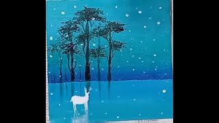 painting deer acrylic beginners snow easy tutorial