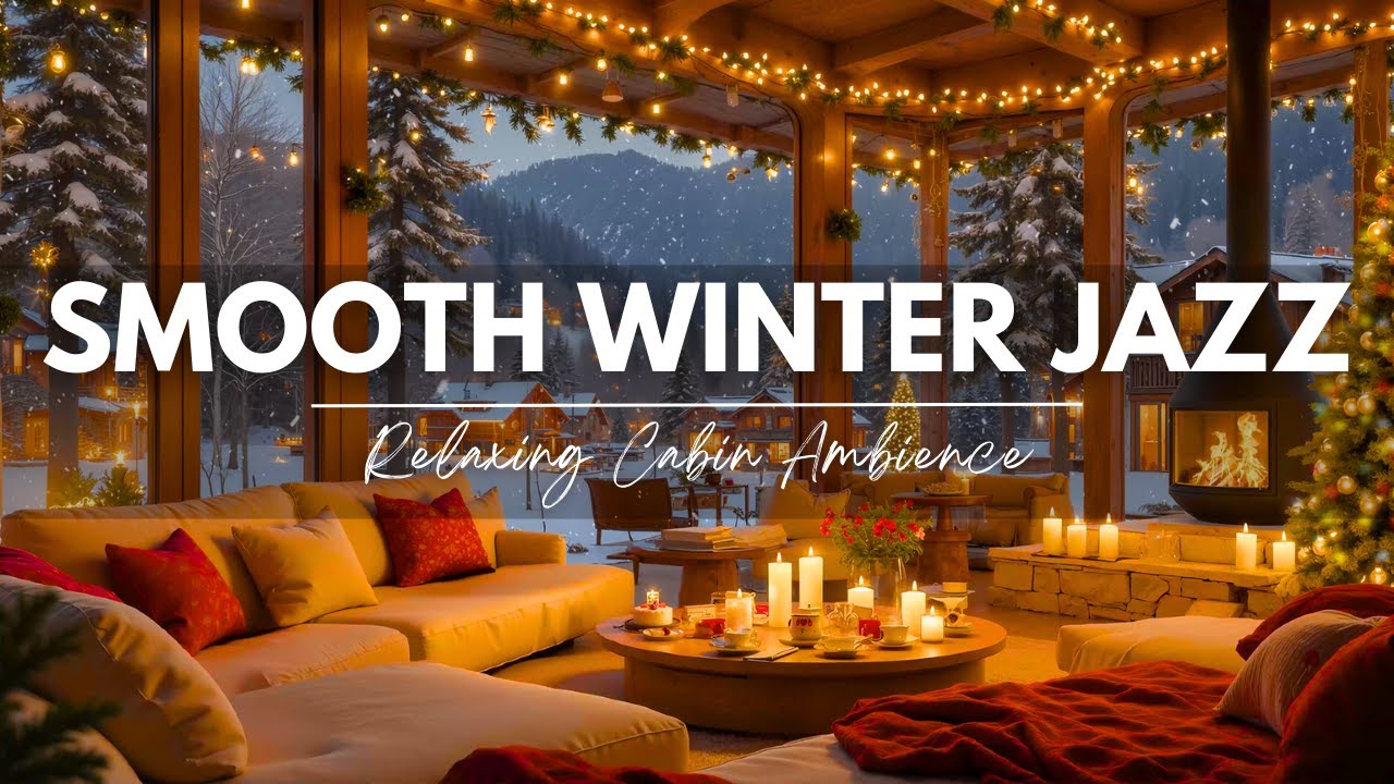 Smooth Winter Jazz Music 🎄 Relaxing Cabin Ambience ❄️ Soft Fireplace & Calm Winter Vibes