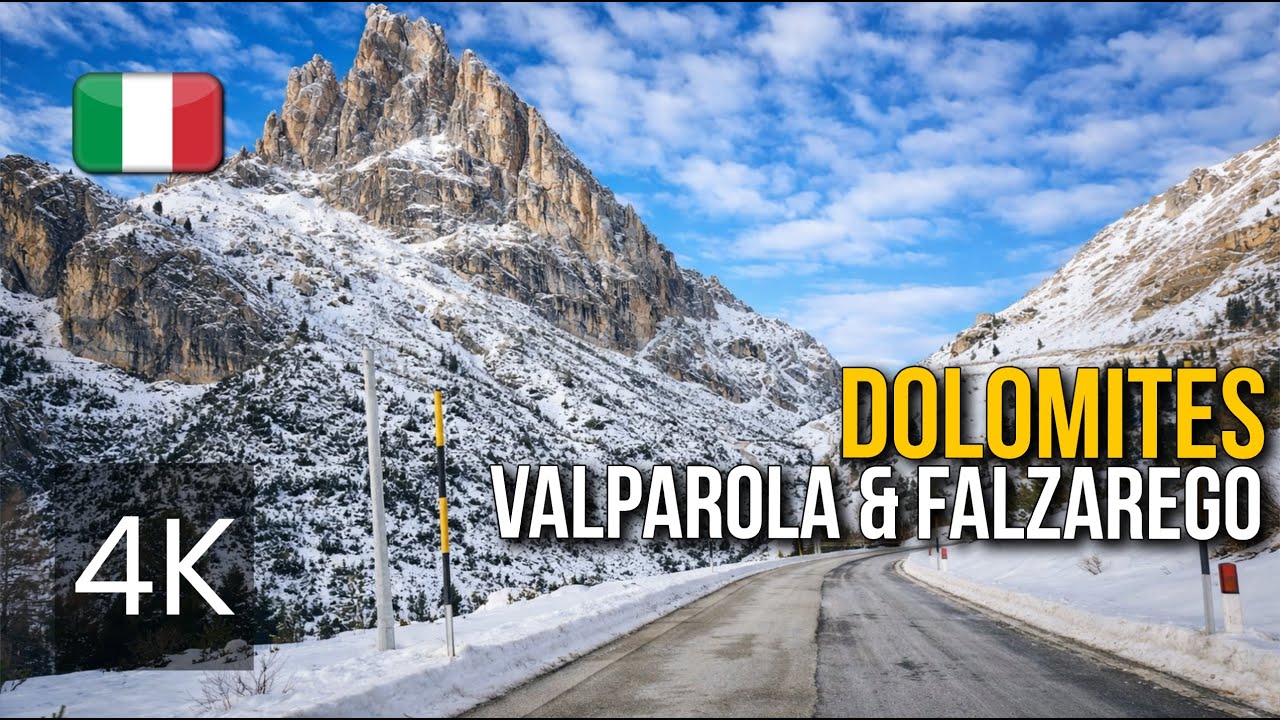 DOLOMITES Most Scenic Drive 🇮🇹 Epic Valparola & Falzarego Pass | 4K Winter Road Trip ❄️