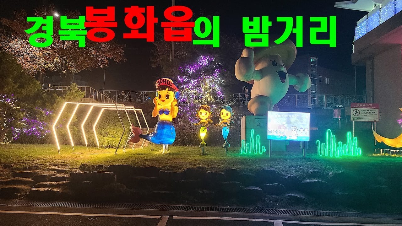 경북 봉화군 봉화읍의 밤거리