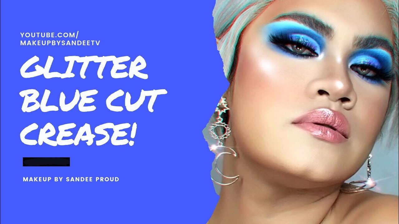 GLITTER BLUE CUT CREASE MAKEUP LOOK (PANG INSTAGRAM ANG LABANAN!) | Sandee Proud