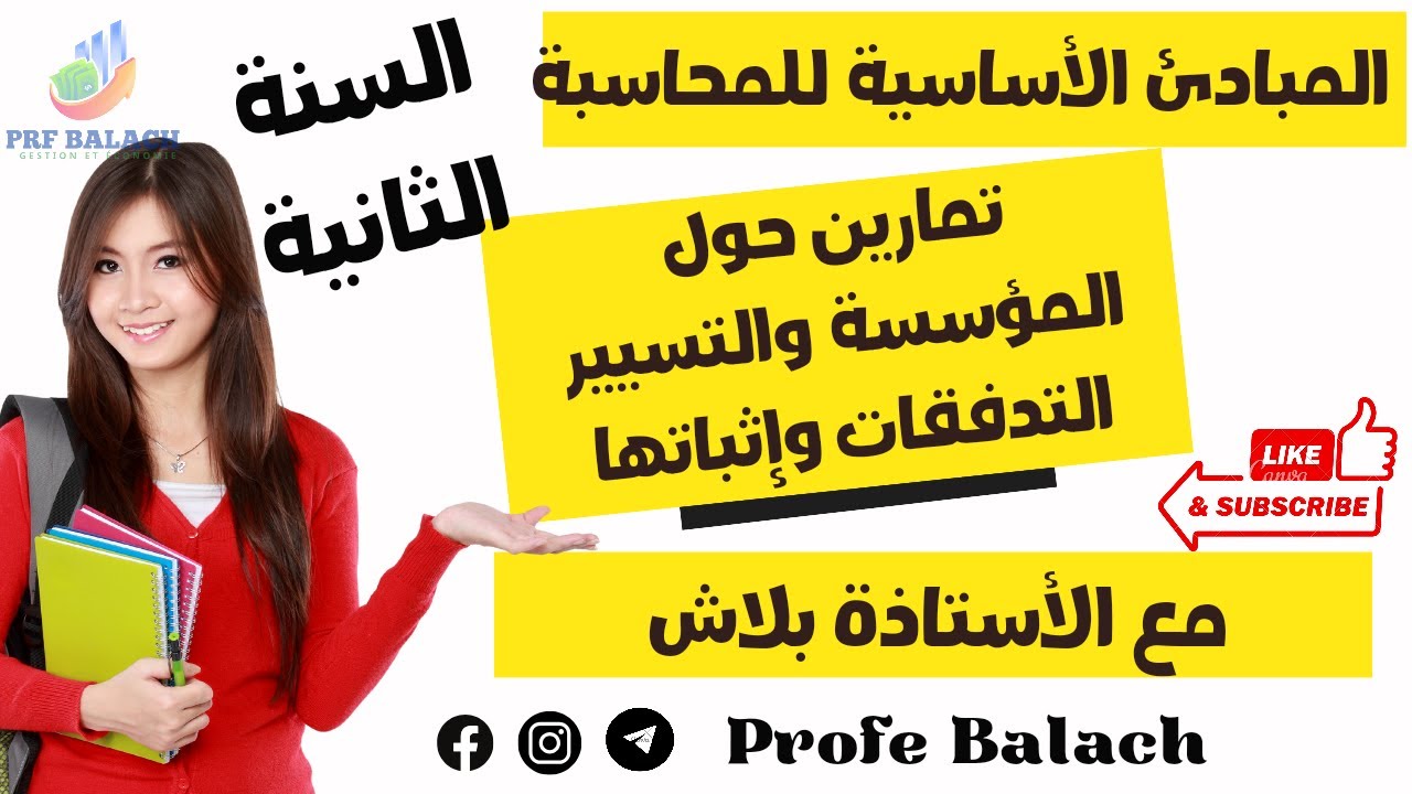 6 تمارين للوحدة 1 و 2 المؤسسة والتسيير/التدفقات وإثباتها// السنة 2 ثانوي تسيير وإقتصاد/محاسبة