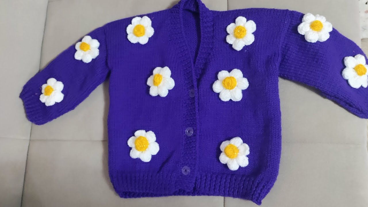 örgü çiçekli hırka yapımı(3 yaş)