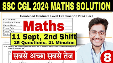 Set-8- SSC CGL 2024 Maths Solution by Rohit Tripathi- ssc cgl all shift maths question 2024