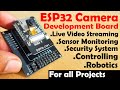 ESP32 Camera Module development board for Live Video Streaming, Sensor monitoring & controlling.