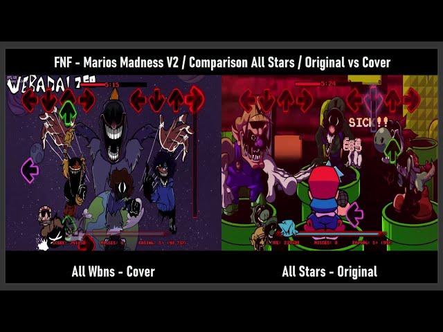 FNF Mario´s Madness V2 / Comparison / All Stars vs All Wbns / Original vs Cover class=