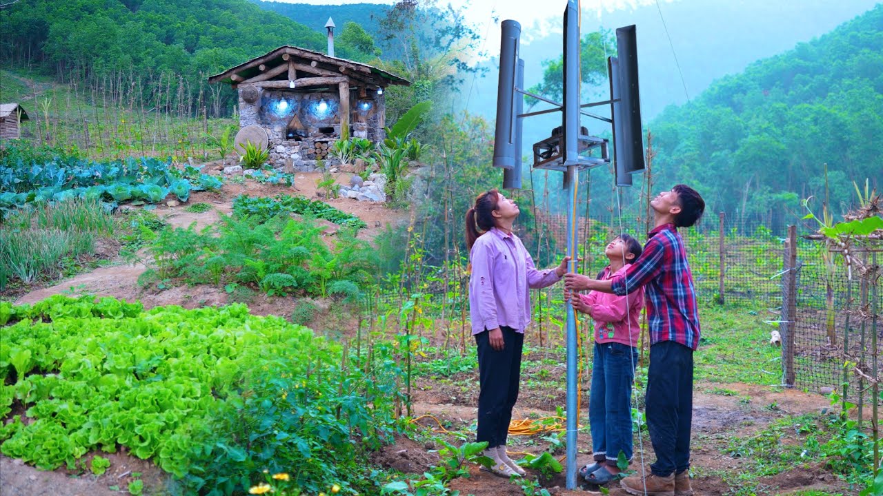 TimeLapse Family Quit Old Home Build Dreams Paradise + Invented Electric Wind Turbine Generator