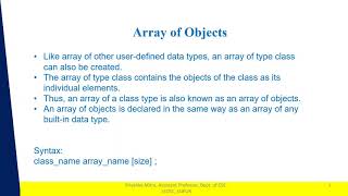 Write programs to understand dynamic memory allocation and array of objects