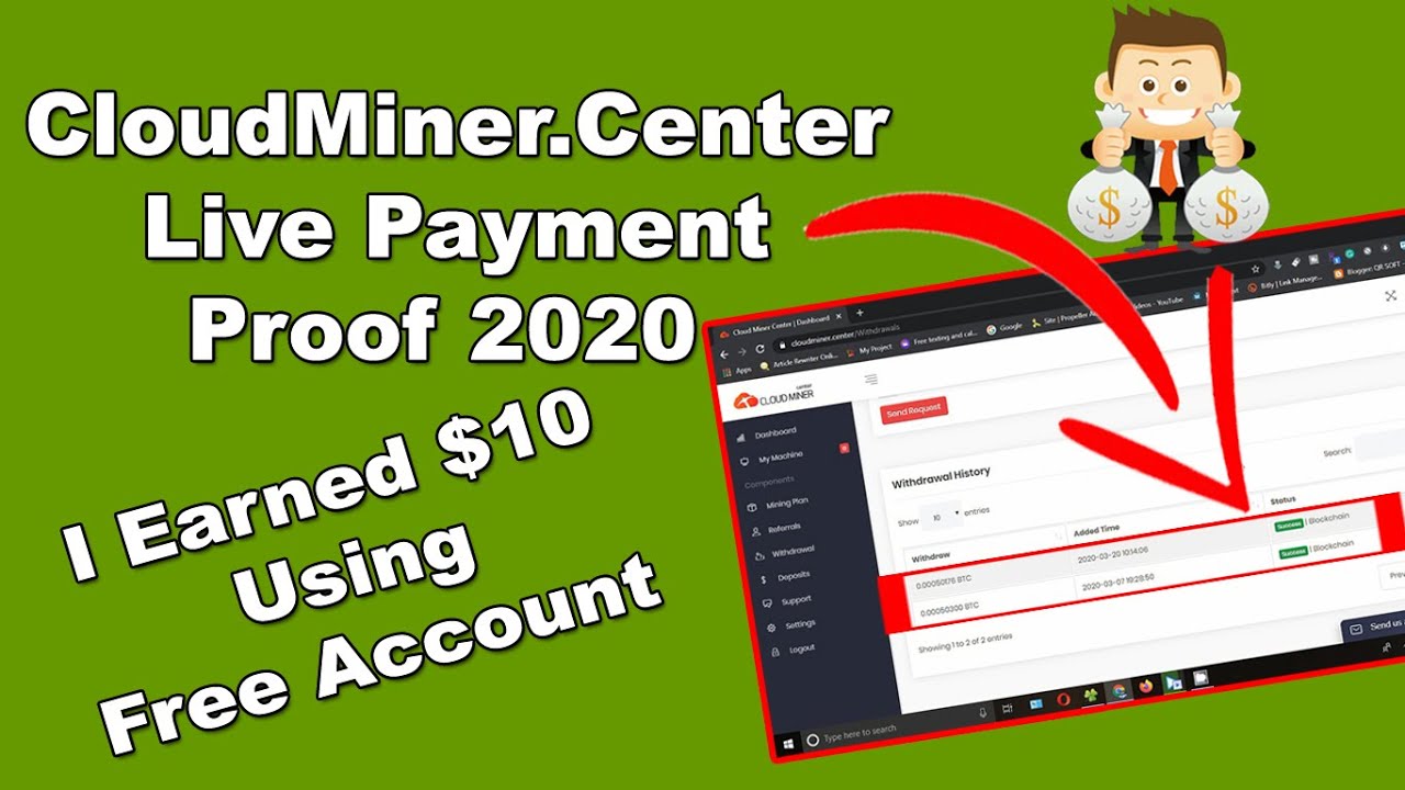 Cloudminer.center Live Payment Proof 2020 - I Earned $10