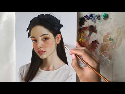 【Pure Enjoyment Version】Girl with Blue Hair Bow | Alla Prima Oil Painting Technique