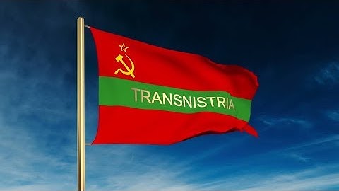 4K Transnistria flag slider style with title. Waving in the wind with cloud background animation
