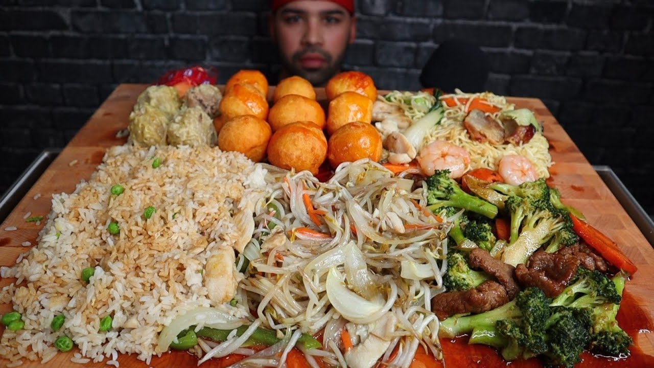 ASMR EATING CHINESE FOOD BUFFET MUKBANG